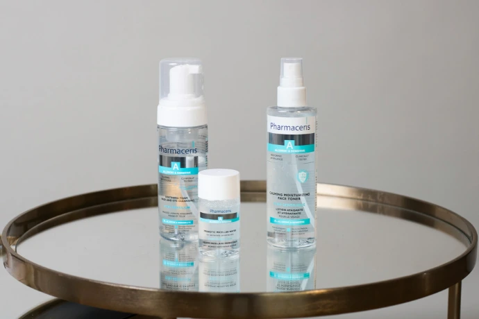 white and blue plastic bottles